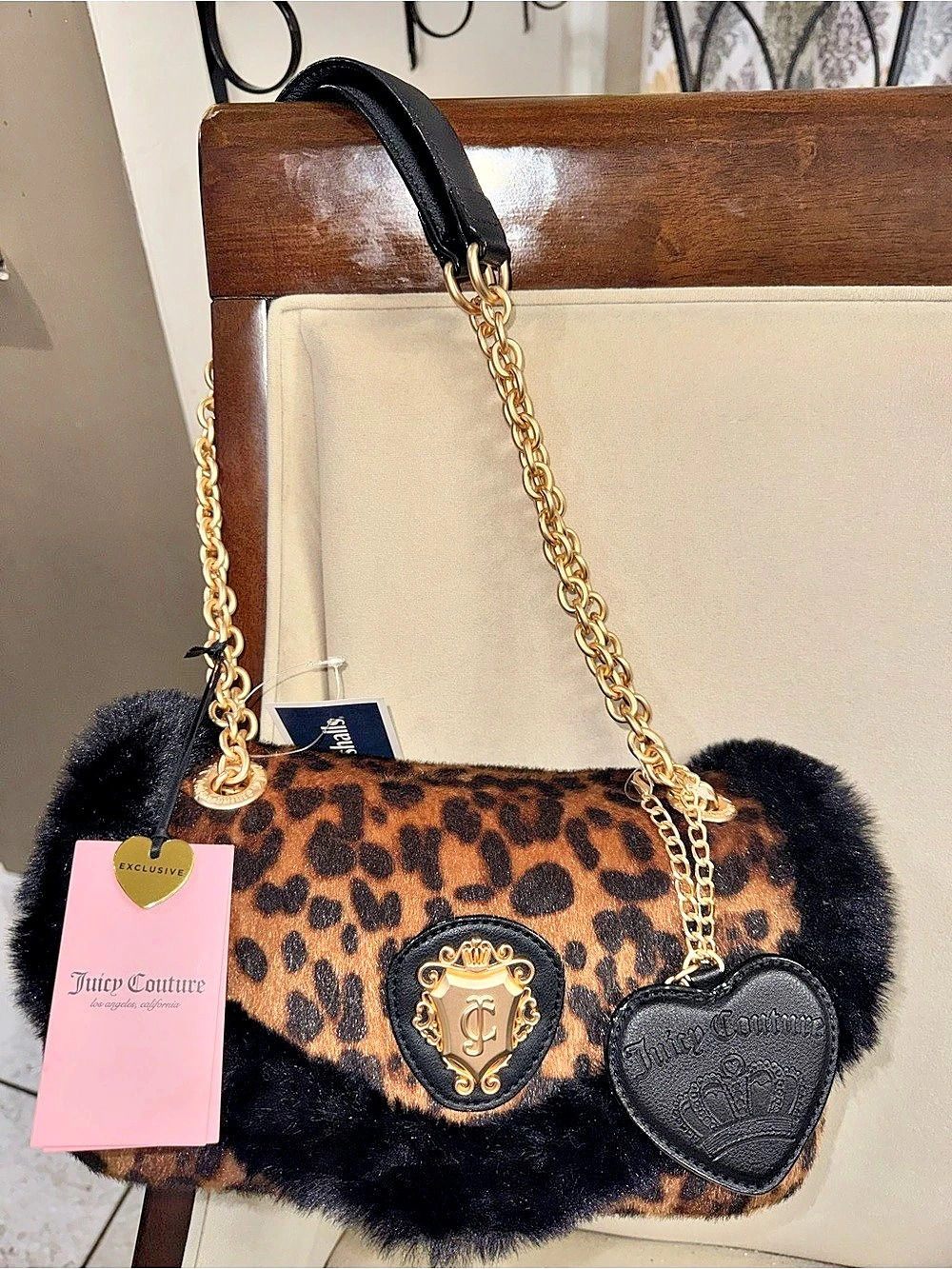 Juicy Couture Glamour Gang Crossbody Leopard Print Crossbody Brown & Black NWT